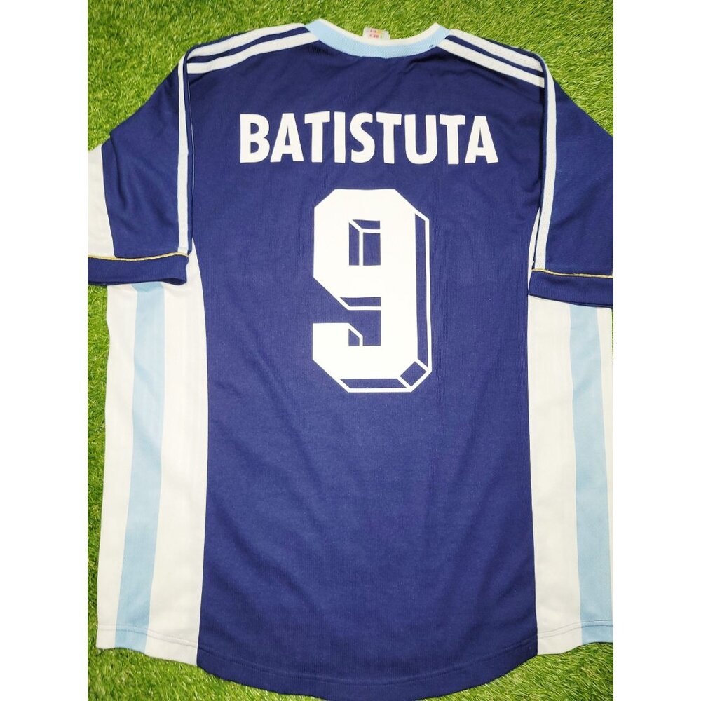Batistuta Argentina 1998 WORLD CUP Away Soccer Jersey Shirt L